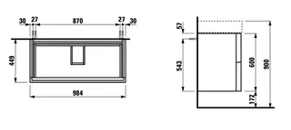 WTU K-LAUFEN 449x984x600 2 Schubl Push/Pull f.WT H810337 kieselgrau – Bild 3