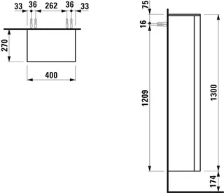 HS K-LAUFEN 270x400x1300 1 Tür Scharn.re 4 Ablg. Push/Pull schiefergrau – Bild 2