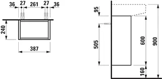 Laufen WTU SONAR 240x387x600 1Tür Scharn.li Push/Pull f.WT H815341 weiß matt – Bild 2