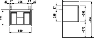 Laufen WTU PRO S 370x510x392 1Schubl 1Innen m.Griffmulde f.WT H818958 graphit – Bild 2