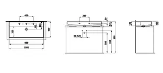 Aufsatz-Waschtisch K-LAUFEN 460x1000x145 ohne Hahnloch mit Überlauf Standardablauf weiß – Bild 3