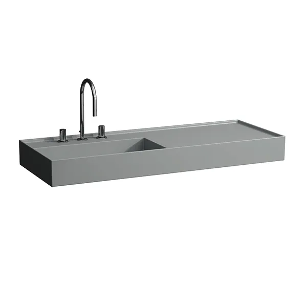 Waschtisch K-LAUFEN 460x1200x150 2 Hlo.Ül. versteckter Abl. Ablg. rechts grau ma.