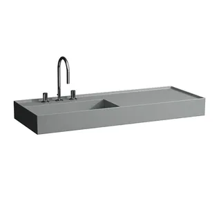 Waschtisch K-LAUFEN 460x1200x150 2 Hlo.Ül. versteckter Abl. Ablg. rechts grau ma.