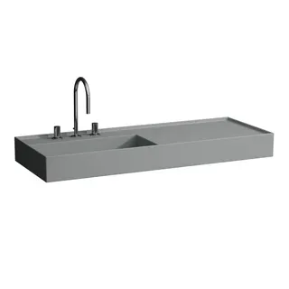 Waschtisch K-LAUFEN 460x1200x150 3 Hlo.Ül. versteckter Abl. Ablg. rechts grau ma.