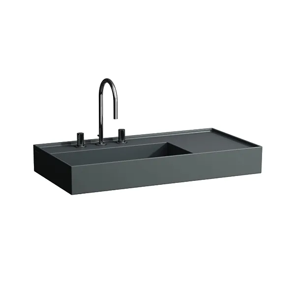 Waschtisch K-LAUFEN 460x900x150 3 Hlo.Ül. versteckter Abl. Ablage rechts graphit ma.