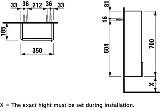 Laufen Halb-HS BASE 185x350x700 1 Tür Scharn. links 2 Ablg. m.Griff weiß glzd – Bild 2