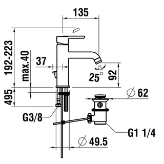 Laufen Waschtisch-Mischer halbhohe Ausf. LUA Eco+ Ausld. 135 mm mit Ablaufgarnitur chrom – Bild 2