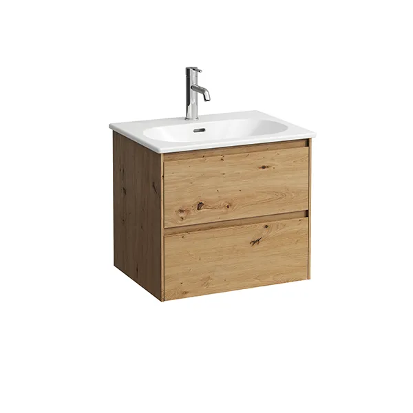 Laufen WT+WTU LUA SET LANI 455x600x527 1 Hahnloch mit Überlauf 2 Schubl. Griffleiste We/Wildeiche
