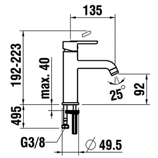 Laufen Waschtisch-Mischer halbhohe Ausf. LUA Eco+ Ausld. 135 mm ohne Ablaufgarnitur chrom – Bild 2