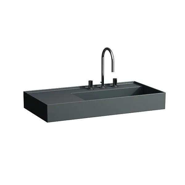 Waschtisch K-LAUFEN 460x900x150 3 Hlo.Ül. versteckter Abl. Ablage links graphit ma.