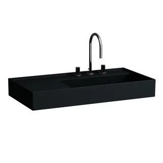 Waschtisch K-LAUFEN 460x900x150 3 Hlo.Ül. versteckter Abl. Ablage links graphit ma. – Bild 2