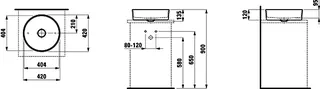 Waschtisch-Schale K-LAUFEN 420x420x135 ohne Hahnloch ohne Überlauf graphit matt – Bild 3