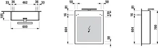 Laufen SPS BASE LED horiz.m.Schalter Steckd. 185x600x700 1 Tür Scharn. links ulme hell – Bild 2