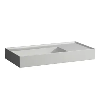 Aufsatz-Waschtisch K-LAUFEN 460x900x150 ohne Hahnloch ohne Überlauf versteckter Abl. Ablg. rechts we ma.