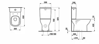 Laufen Stand-T-WC LUA 650x360x420 spülrandlos Abg. senkr. weiß – Bild 2