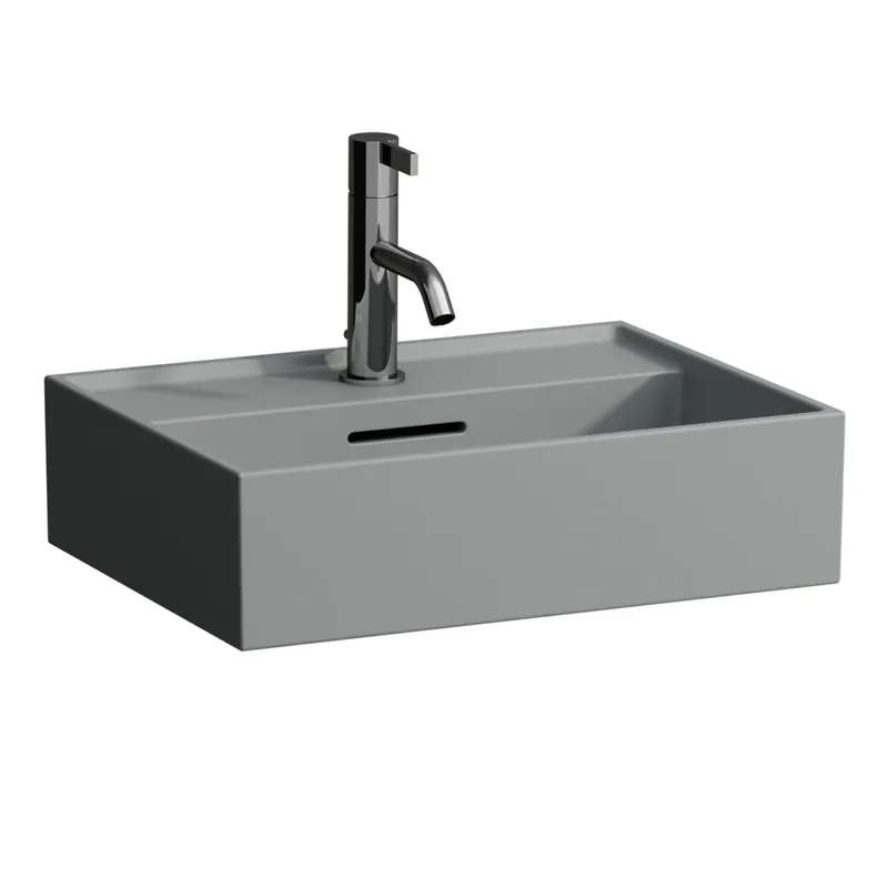 HWB K-LAUFEN 340x450x140 1 Hahnloch mit Überlauf Standardablauf grau matt