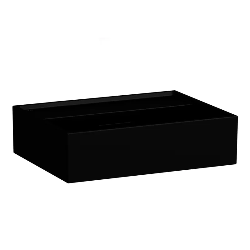 Aufsatz-HWB K-LAUFEN 340x450x140 ohne Hahnloch mit Überlauf Standardablauf schwarz matt