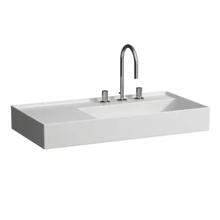 Aufsatz-Waschtisch K-LAUFEN 460x900x150 1 Hahnloch ohne Überlauf versteckter Abl. Ablg. links we