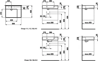 Waschtisch K-LAUFEN 460x600x150 o. Hlo.Ül. versteckter Abl. Ablg. rechts we – Bild 2