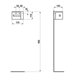 Laufen Papierrollenhalter VAL 135x170x115 links offen Saphirkeramik weiß matt – Bild 2
