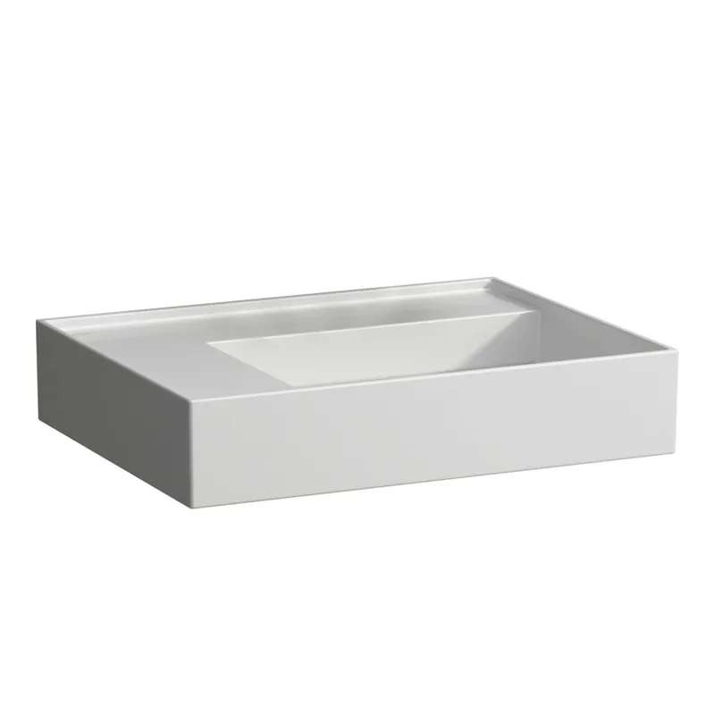 Aufsatz-Waschtisch K-LAUFEN 460x600x150 ohne Hahnloch ohne Überlauf versteckter Abl. Ablg. links we