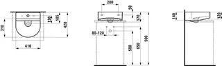Laufen Aufsatz-HWB SONAR 420x410x170 ohne Hahnloch mit Überlauf LCC weiß – Bild 2
