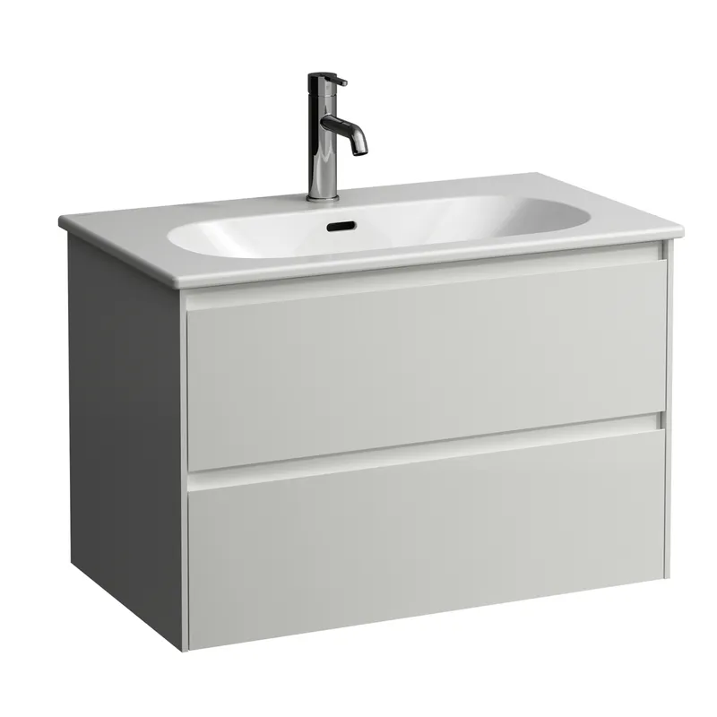 Laufen WT+WTU LUA SET LANI 455x800x527 1 Hahnloch mit Überlauf 2 Schubl. Griffleiste Weiß/We glzd