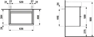 Laufen WTU SPACE 408x636x500 2 Schubl m.Griff f.WT H810284 ulme dunkel – Bild 3