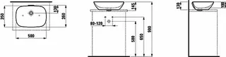 Laufen Waschtisch-Schale INO 350x500x145 ohne Hahnloch ohne Überlauf weiß – Bild 2