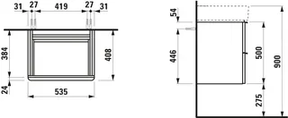 Laufen WTU SPACE 408x535x500 2 Schubl m.Griff f.WT H810282 multicolor – Bild 3