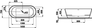 Laufen freistehende Badewanne PRO 750x1650x550 Marbond bicolor außen schw ma. innen we – Bild 2