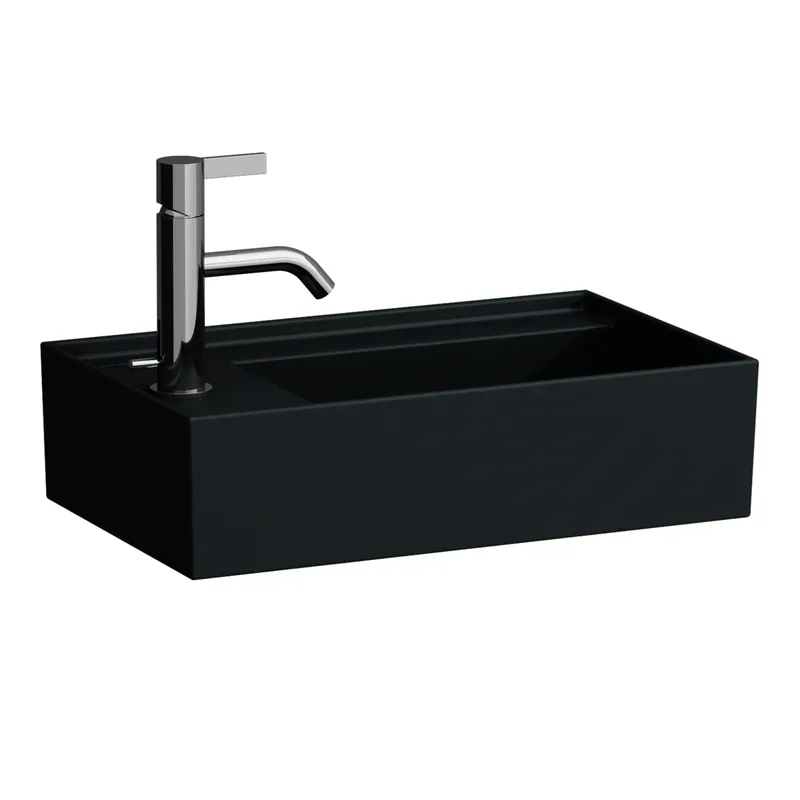 HWB K-LAUFEN 280x460x150 asym. 1 Hahnloch ohne Überlauf m. Arm-bank links graphit ma.