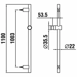 Laufen Brausestange TwinGliss Vollmetall Höhe 1100mm chrom – Bild 2