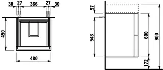 WTU K-LAUFEN 450x480x600 2 Schubl Push/Pull f.WT H810332 kieselgrau – Bild 2
