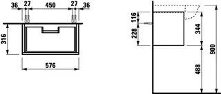 Laufen WTU THENEWCLASSIC 316x576x344 1Schubl Push/Pull f.WT H813853 weiß matt – Bild 2