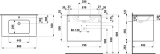 Laufen WT+WTU PRO S SET BASE 500x800x610 1Hl mit Überlauf 2Schubl.Push/Pull we/verkehrsgrau – Bild 2