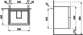 WTU K-LAUFEN 450x580x600 2 Schubl P/P f.WT H810333/8/9 H813332 kieselgrau – Bild 2