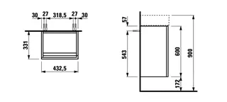 WTU K-LAUFEN 331x432,5x600 1Tür Schar links Push/Pull f.WT H815330 schiefergrau – Bild 2