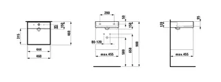 HWB K-LAUFEN 460x460x150 3 Hlo.Ül. versteckter Abl. LCC we – Bild 2