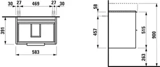 Laufen WTU BASE 391x583x515 2 Schubl m.Griff f.WT H810283 ulme hell – Bild 2