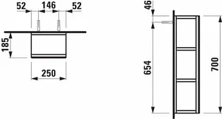 Laufen Offenes Spiegelelement BASE 185x250x700 2 Ablg. (fixiert) multicolor – Bild 2