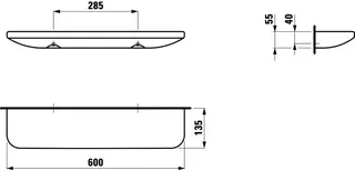 Laufen keramische Ablage LUA 135x600x55 weiß – Bild 2