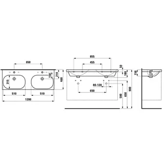 Laufen DWT LUA 460x1200x180 ohne Hahnloch ohne Überlauf Ül-Kanal unten geschlossen weiß – Bild 2