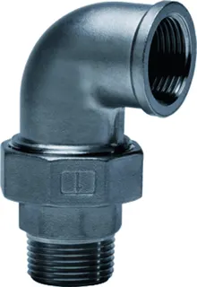 gebog316 Edelstahl-Gewindefitting 97 - W.-Verschr. 90  flach dicht. 1 1/2"