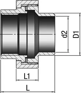 gebog316 Edelstahl-Gewindefitting 334 - Verschr. flach 2" , Schweißende – Bild 3
