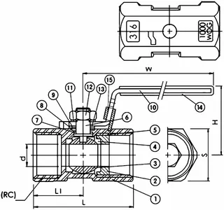 gebog316 Edelstahl Kugelhahn Typ 603 -1-tlg., reduziert, mit IG 2" – Bild 2