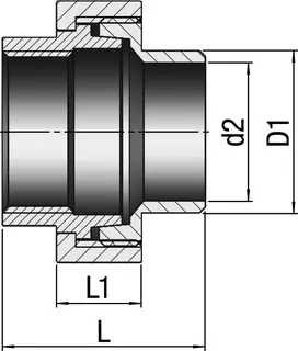 gebog316 Edelstahl-Gewindefitting 344 -Verschr. konisch 2",Schweißende – Bild 2