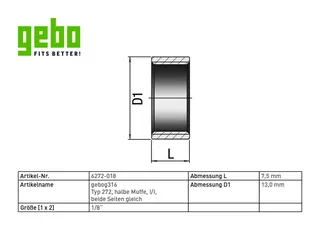 gebog316 Edelstahl-Gewindefitting 272 halbe Muffe 1/8" – Bild 3