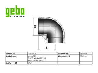 gebog316 Edelstahl-Gewindefitting 90 - Winkel 90 - 1/8" – Bild 3