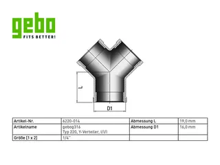 gebog316 Edelstahl-Gewindefitting 220 - Y-Verteiler 1/4" – Bild 3